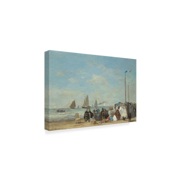 Eugene Louis Boudin 'Beach Scene At Trouville' Canvas Art,16x24